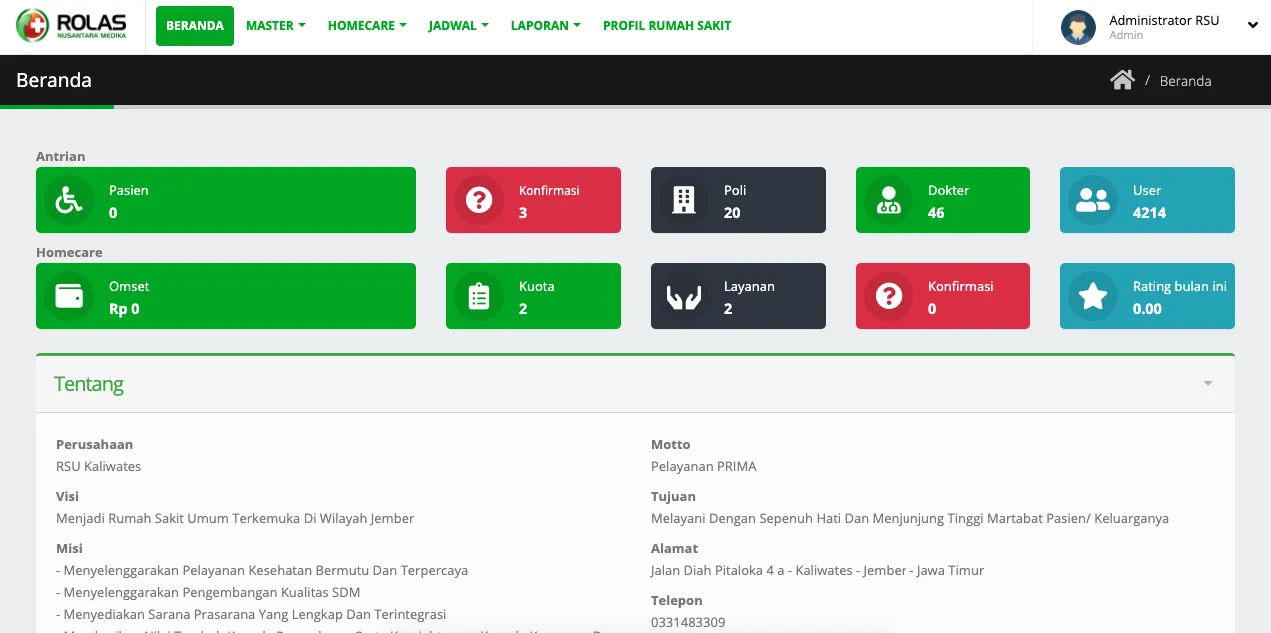 Hospital operations system for RSU Kaliwates Jember