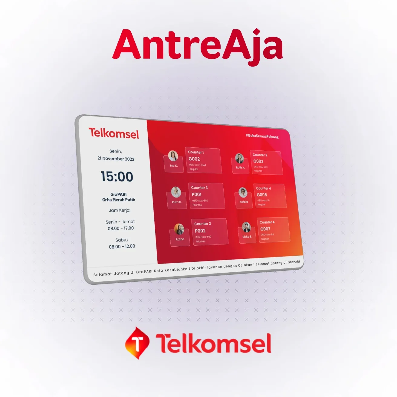 Nationwide digital queue management system for Telkomsel GraPARI outlets